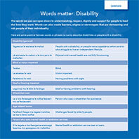 Words Matter: Disability – available in Samoan, Cook Islands and Tongan languages with English translations