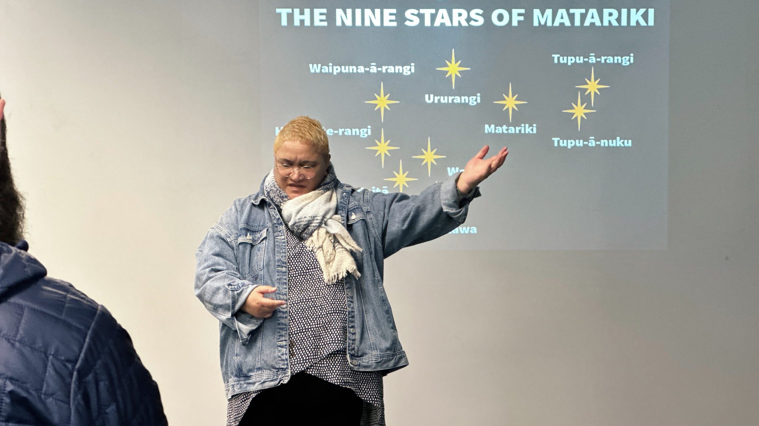 Te Otinga O Ngā Mahi Audrey Hohaia presenting about Matariki