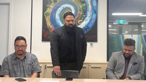 Ben Tameifuna says a blessing for the partnership