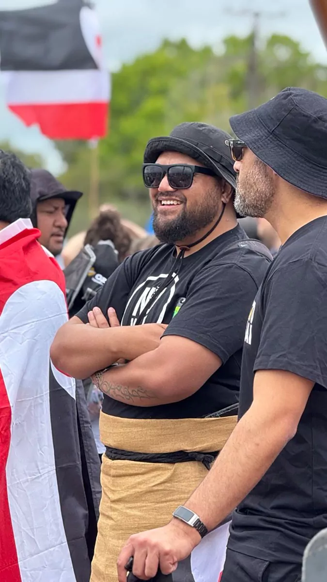 Max Tuipulotu and Paul Tupou-Vea at the hikoi activation