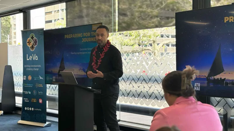 Paul Tupou-Vea presenting