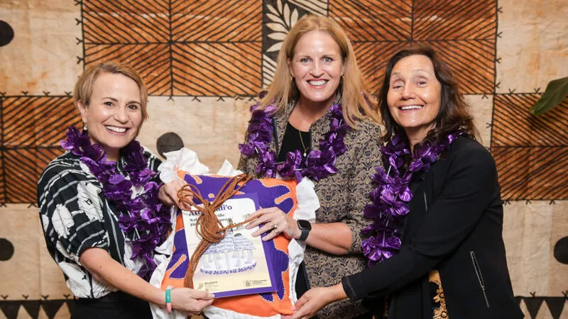 Whaikaha CE Paula Tesoriero, Hon Louise Upston Minister for Disability issues, and Le Va CE Denise Kingi-‘Uluave